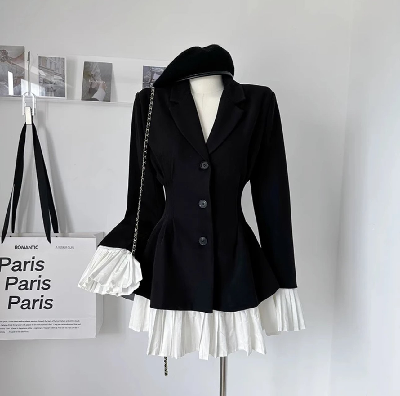 Noir Pleated Muse Blazer Dress - Image 6