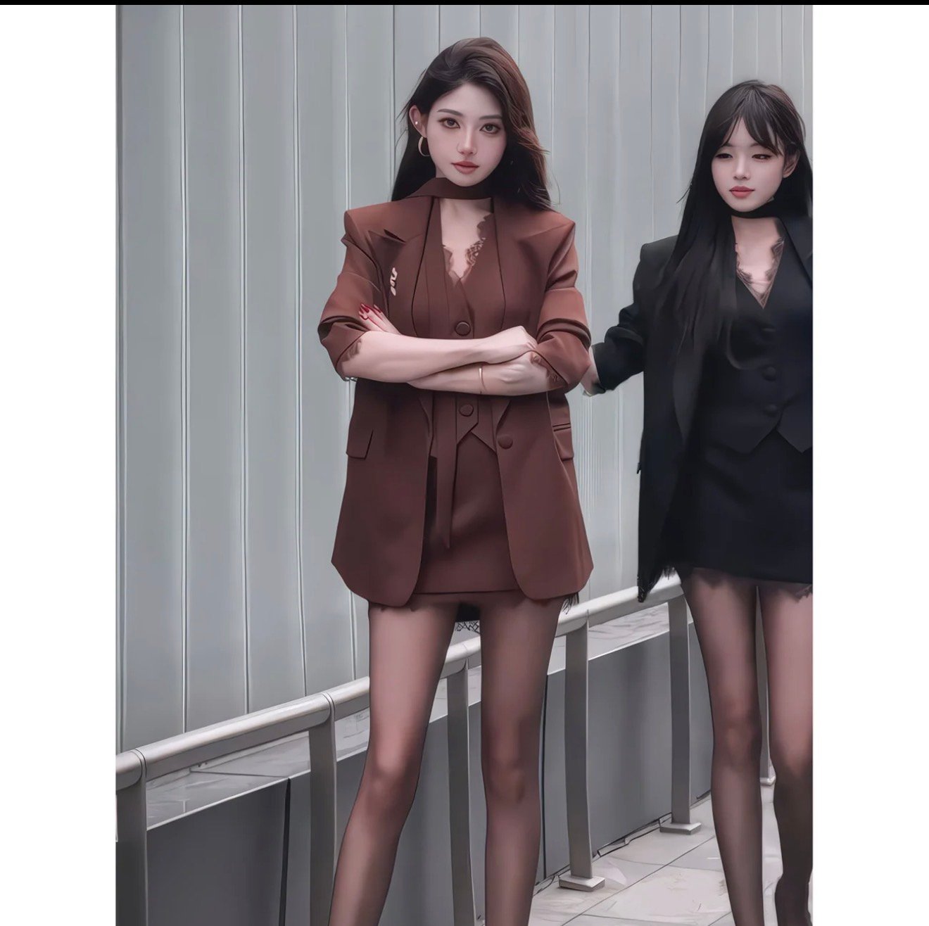 Mocha Elegance Three-Piece Blazer Set